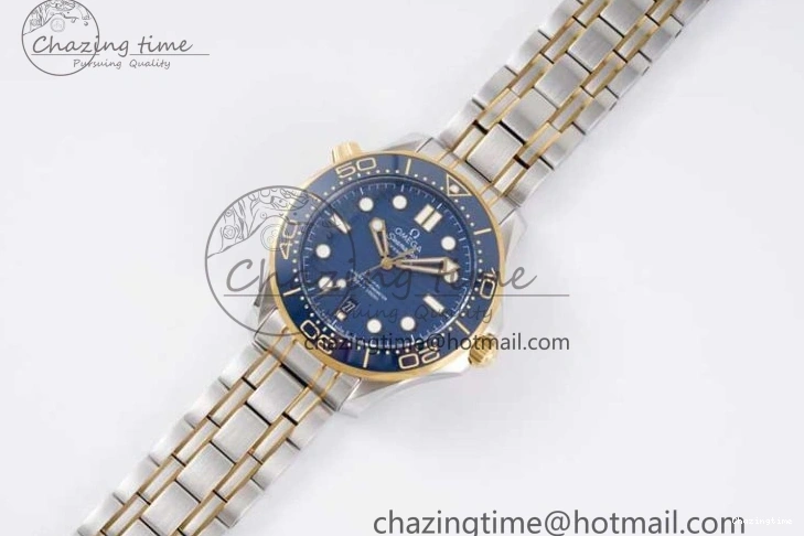 0118 ZeroBulk Seamaster Diver 300M SS YG Blue Ceramic Bezel JVSF 1:1 Best Edition Blue Dial on SS YG Bracelet A 7784